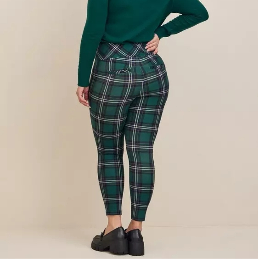 Torrid Studio Pocket Pixie Green Plaid Leggings - image 2